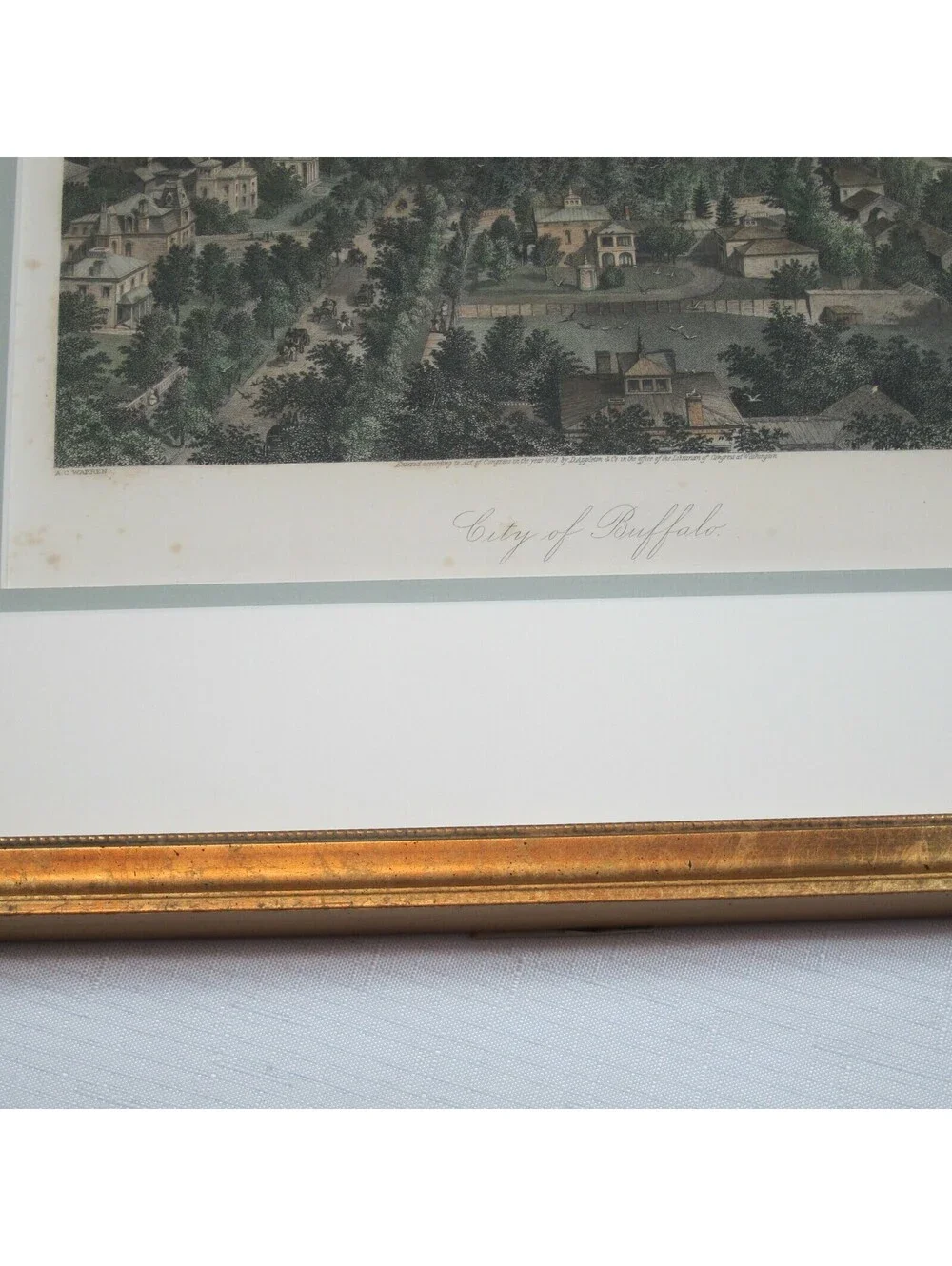 Antique 1872 Buffalo New York NY Steel Engraved Panoramic Print 15.5x13 Framed